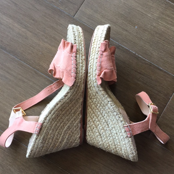 Loeffler Randall Gabby pink ruffle wedge espadrilles 7 - Picture 5 of 9